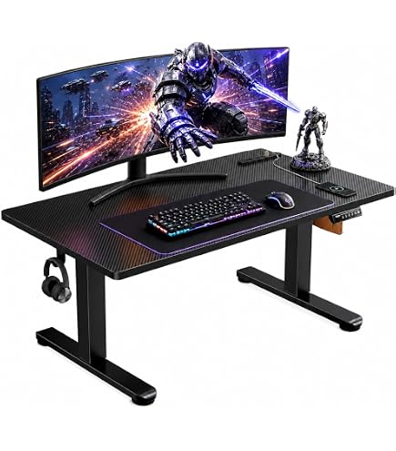 Amazon | Maidesite ゲーミングデスク 電動 ロータイプ 47-72cm 一枚天
