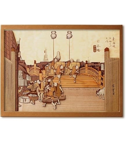 Amazon | KINOWA 「桔梗に蜻蛉」 木はり絵 オリジナル 手作り