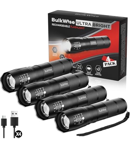 Tactical Flashlight, XML T6 2000 Lumens Ultra Bright LED Taclight with Adjustable Focus and 5 Light Modes for Camping Hiking Emergency (1 pack) Home Improvement