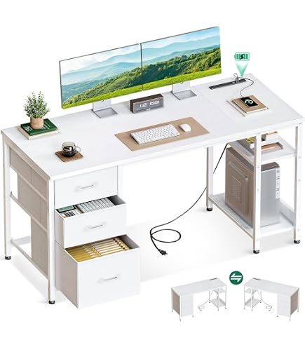 Amazon | らくらく組立 棚付デスクW120 幅120×奥行51×高さ98.5(76)cm
