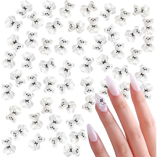 Amazon.co.jp: ネイルパーツ クマ 60個セット 3D 立体 クリア 透明