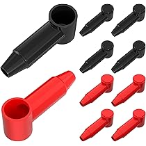 4PCS Car Battery Terminal Covers - Flame Retardant Rubber Protector Caps For Top Post Batteries, Red & Black