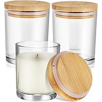 Amazon.co.jp: TEHAUX 3個ガラスキャンドルジャー 蓋付き ガラス