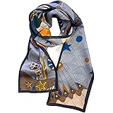 [インスタイルジャパン] シルクスカーフ 長方形 silk100% 厚手 145×15cm 両面 リバーシブル