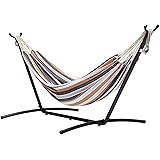 Amazonベーシック ダブルハンモック 省スペーススチールスタンドとキャリーケース付き 耐荷重 239 x 160 cm,204.117kg マルチカラー 2.7m