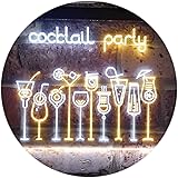 Cocktail Party Home Bar Club Pub Dual Color ＬＥＤ看板 ネオンプレート サイン 標識 白色 + 黄色 400 x 300mm st6s43-i3175-wy