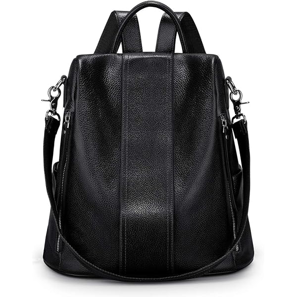 UEIRY Anti-theft Genuine Leather Backpack, Black, Medium Clothing, Shoes & Accessories