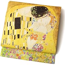 Amazon | [dear-japan] 名古屋帯 クリムト 接吻 染め帯 黄 金 黒