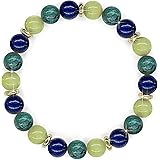 { Georgiadis } - Beautiful Bracelet, Blue 8mm Lapis Lazuli, African Jasper, Light Green Jade Gemstones with 18k Gold-Plating,
