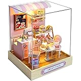 Cuteroom DIY Doll House Kits Miniature DIY House Kit Dust Cover,3D Wooden Dollhouse Kits to Build for Teens Adults Birthday G