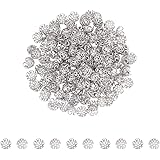 UNICRAFTALE 約200個 8mm 304ステンレス製ビーズキャップ キャップビーズキット 花弁キャップ ビーズコーン 花形キャップ 座金 花座 ステンレス鋼色 メタル金具 スペーサービーズ ジュエリー作り ハンドメイド アクセサリーパーツ 