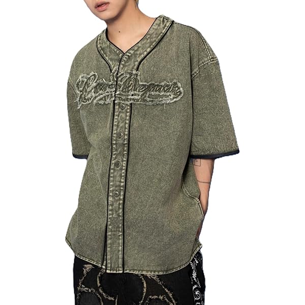 メンズ　アメリカンヴィンテージ風 シワ感 ベースボール　ロゴ 半袖　シャツXL メンズ アメリカンヴィンテージ風 シワ感 ベースボール ロゴ