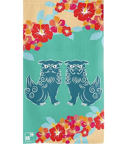 Amazon｜芭蕉布 琉球紅型 暖簾 手染め紅型染 沖縄 芭蕉紙 木箱入り