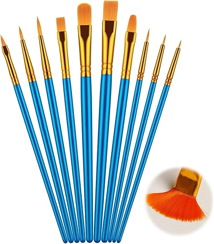 Amazon.co.jp: 筆 絵の具 筆 画材 10本セット 油筆 水彩筆 アクリル筆