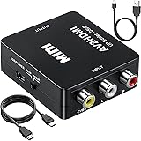 Runbod RCA to HDMI 変換コンバーター RCA コンポジット （赤、白、黄） 3色端子 hdmi 変換ケーブル AV コンポジット （赤、白、黄） 三色コードからHDMI変換コンバーター 1080P 古いレコーダー(DVD、VCR、V