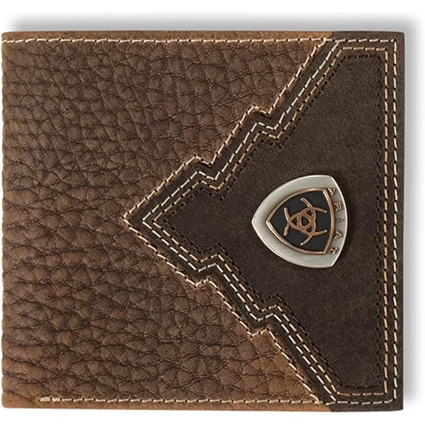 ARIAT Men's Western Trifold Wallet - Two-Tone Medium Brown Genuine Leather, Slim Fit (A3552744) - View #12