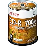 【Amazon.co.jp限定】 バッファロー データ用 CD-R 1回記録用 700MB 100枚 スピンドル 1-48倍速 ホワイトレーベル RO-CR07D-100PW/N