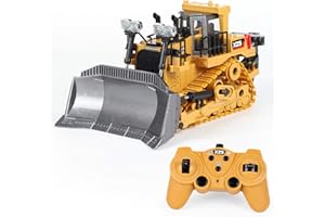 WEECOC. RC ブルドーザー ショベルカー 掘削機 子供のおもちゃの車 建設車両おもちゃ 合金素材ラジオコントロール 大きいサイズ (黄)