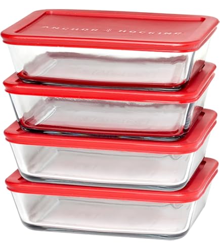 Amazon｜Anchor Hocking 蓋付きガラス保存容器 12個 (ガラス製食品保存