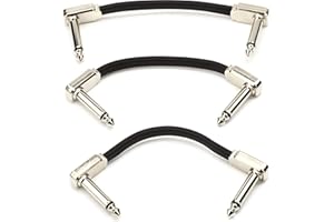 Ernie Ball Flat Ribbon Patch Cable 3-Pack, 3in, Black (P06220)