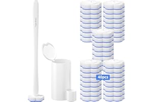 Topo Bear Disposable Toilet Brush Holder Set with 40 Toilet Brush Refills Disposable Cleaning System Kit for Bathroom Toilet Bowl Cleaner