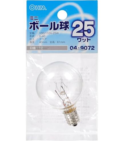 Amazon | アサヒ ボール球 クリヤー E12口金 直径40mm(G40) 25W G40