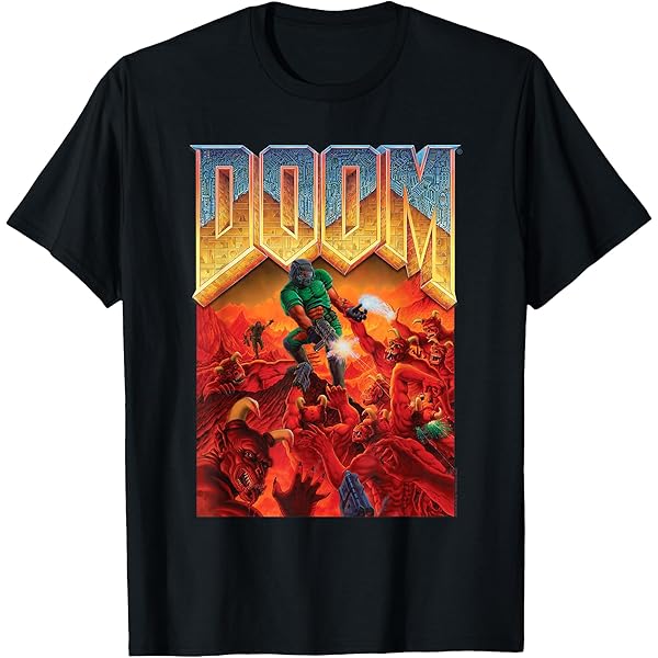 Amazon | DOOM Red Sketched Cover Art Retro Video Game T