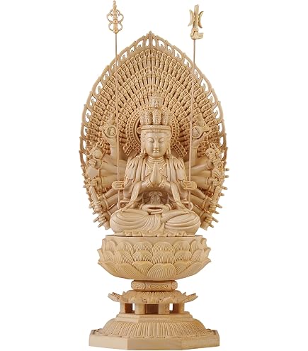 Amazon｜繁樓藝雕 仏像 十一面観音菩薩 千手観音菩薩 木彫り | 桧木製