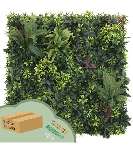Amazon｜ULAND フェイクグリーン 壁掛け 50×50cm 4枚セット 人工観葉