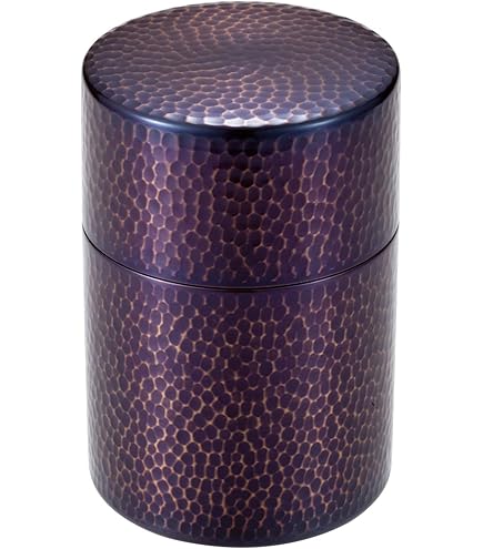 Amazon｜新光金属 茶筒 黒銅仕上げ 中(容量:150g) 純銅黒銅仕上げ 鎚目  