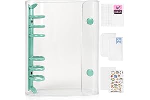 GOKEI A6サイズ 透明バインダー シール手帳 ミニ 【バインダー×1個 リフィル×20枚 チャック付きポケット×2枚 下敷き×2枚】プリ帳 カードスリーブ はがせる ポケットサイズ 女の子 ミントグリーン