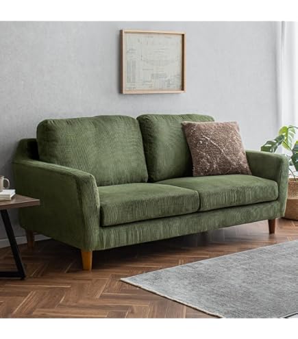 Amazon｜ソファー 2.5人掛け モスグリーン カバーリングフロアソファ