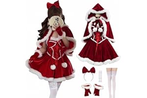 [MEYOIJK] サンタ コスプレ 仮装 レディース クリスマス ショール付き サンタコス 7点セット 可愛い ワンピース 大きいサイズ 2way 用 コスチューム セクシー サンタクロース 衣装 イベント 新年会 演出服 文化祭