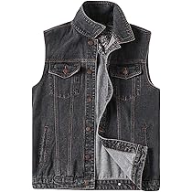 PRIJOUHE Men's Denim Vest Jean Vest 