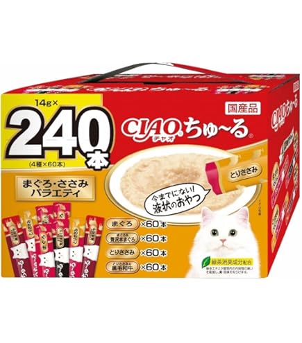 いなばちゅ～る まぐろかつおささみバラエティ 計480本★猫おやつチャオちゅーる Amazon.co.jp: チャオ (CIAO) ちゅ~るグルメ とりささみ海鮮
