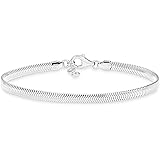 MiaBella 925 Sterling Silver Italian 4mm Wide Diamond-Cut Snake Chain Bracelet, 7", 8"