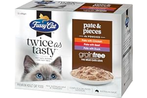 Fussy Cat Grain Free Adult Twice as Tasty Wet Cat Food, Pâté & Pieces 12x80g - Two Tasty Textures, One Irresistible Meal, Real Australian Meat, Grain-Free & Complete Nutrition