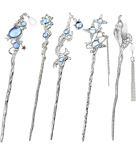 inSowni 8 Pieces Decorative Retro Crystal Pearl Silver Hair  display picture 2
