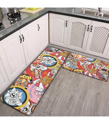 Amazon｜トムとジェリー キッチンマット 2枚セット 台所マット