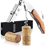 CORKAS ソムリエナイフ ワインオープナー コルク抜き プロ 本格派ソムリエナイフ シングルアクション ステンレス 木製ハンドル CK03