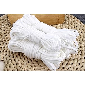 丸ゴム ホワイト 20m 手作りマスクキット 手芸用品 耳が痛くなりにくい (20m)