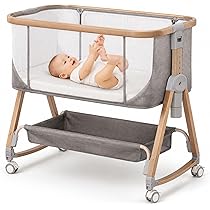 Amazon.co.jp: ベビーベッド 添い寝 新生児〜6ヶ月 揺りかご機能 吐き