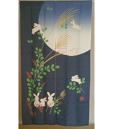 Amazon | 和風のれん【うさぎ（防炎加工）】（幅82㎝ x 丈150cm