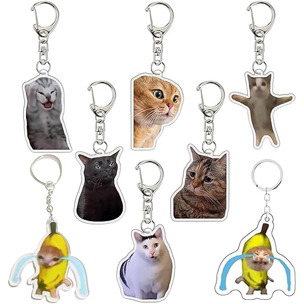 Amazon.co.jp: Ohjijinn 8個 猫キーホルダー かわいい猫のミーム
