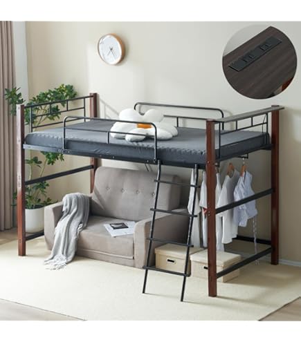 Amazon｜ロフトベッド パイプベッド シングル 耐荷重150kg 高さ125cm