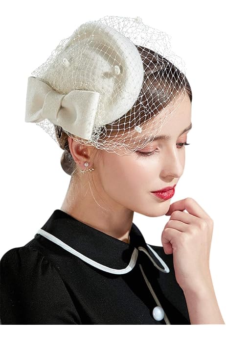 Australian Wool Pillbox Hat Black Veil 