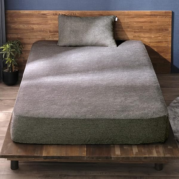 Iris Ohyama BXS-TCS-S Soft Towel Fitted Sheet, Single Size, Cool in Summer and Warm in Winter, For All Seasons, Highly Absorbent, Gentle Texture, Synthetic Pile Fabric, Durable with Minimal Pilling, Prevents Shrinking and Deformation of the Fabric, Machine Washable, Easy On and Off, All Around Elastic Design, Dark Gray - 1