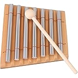 Yibuy 木製のチャイム 7トーン 打楽器 優しい音色が特徴のエナジーチャイム 木製のマレットと7ソリッド アルミチューブ 教育ミュージカル 瞑想音楽チャイム