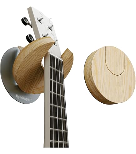 White Macrame Guitar Wall Hanger - Cotton Ukulele Holder With Wood Head For Wall Decor