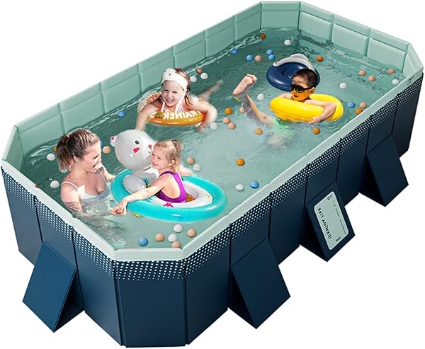 SIGESHUO Pool, Large Household Pool, No Air Pump, Foldable, Large Pool, Deep Square, Large Pool, Large Pool, Large Pool, Large Pool, Large Pool for Kids, Extra Large Pool, Convenient Storage, For Adults, Home Use, Garden, Veranda, Indoor, Sandbox, Garden, Against Extreme Heat (185 x 138 x 53, A) - 1